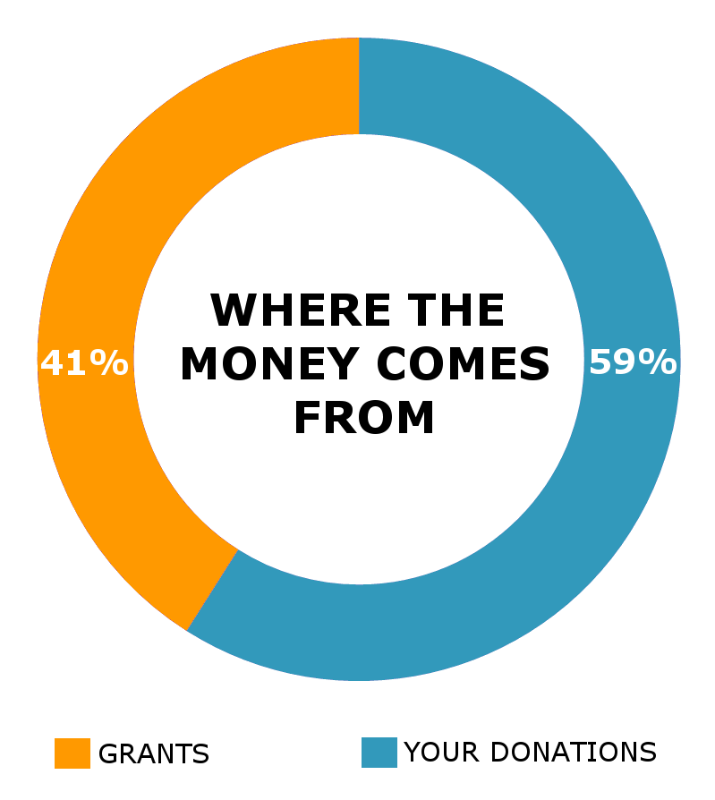 pie chart explaining where out funding comes from